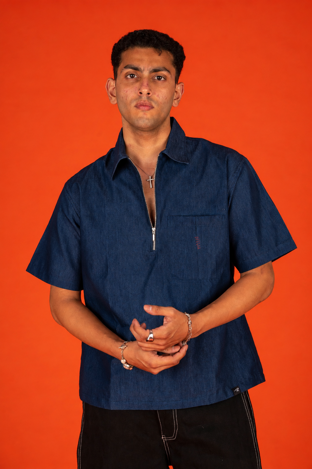 ZIP UP POLO IN BLUE