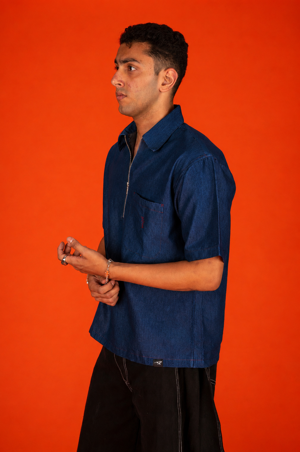 ZIP UP POLO IN BLUE