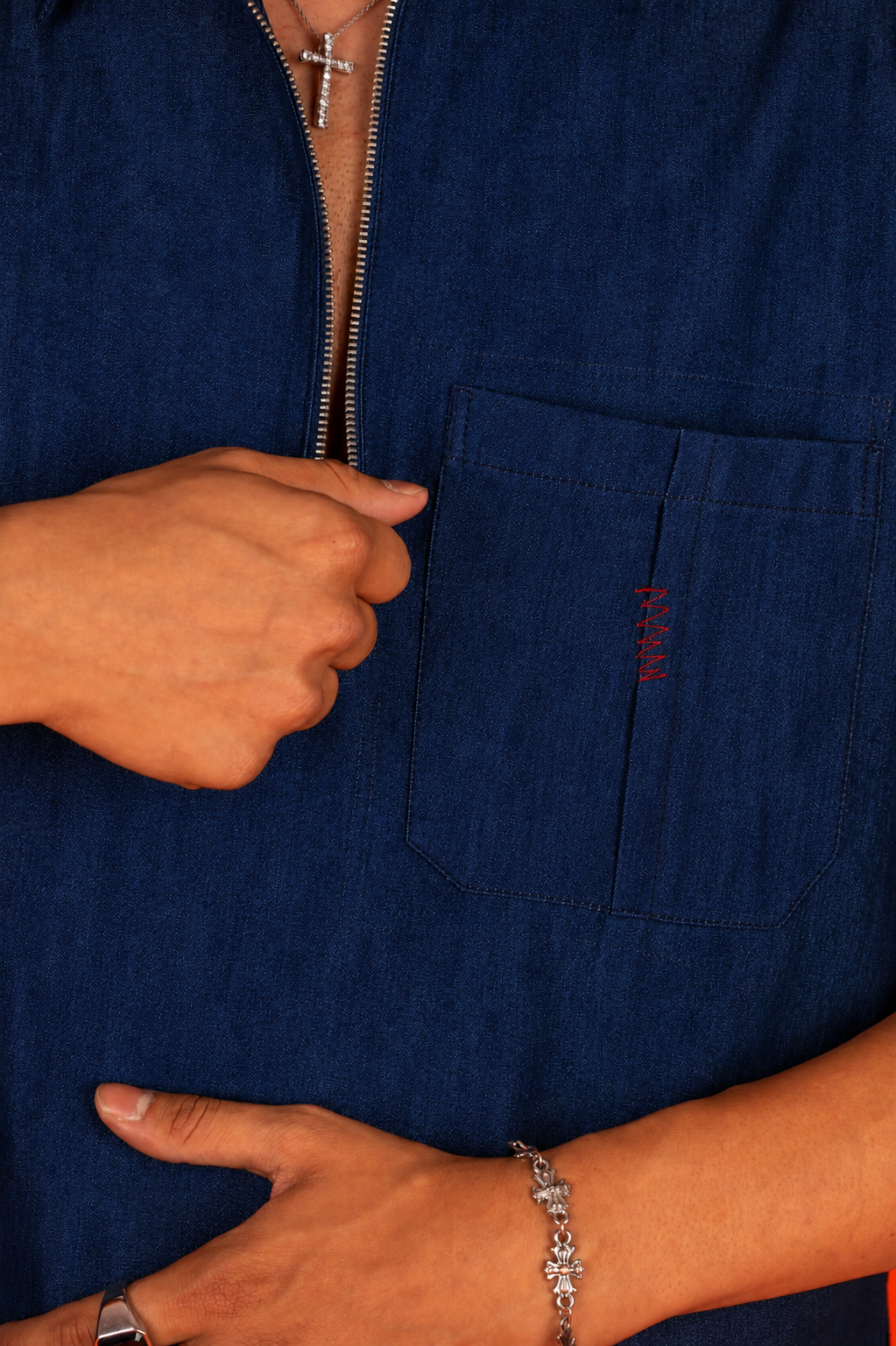 ZIP UP POLO IN BLUE