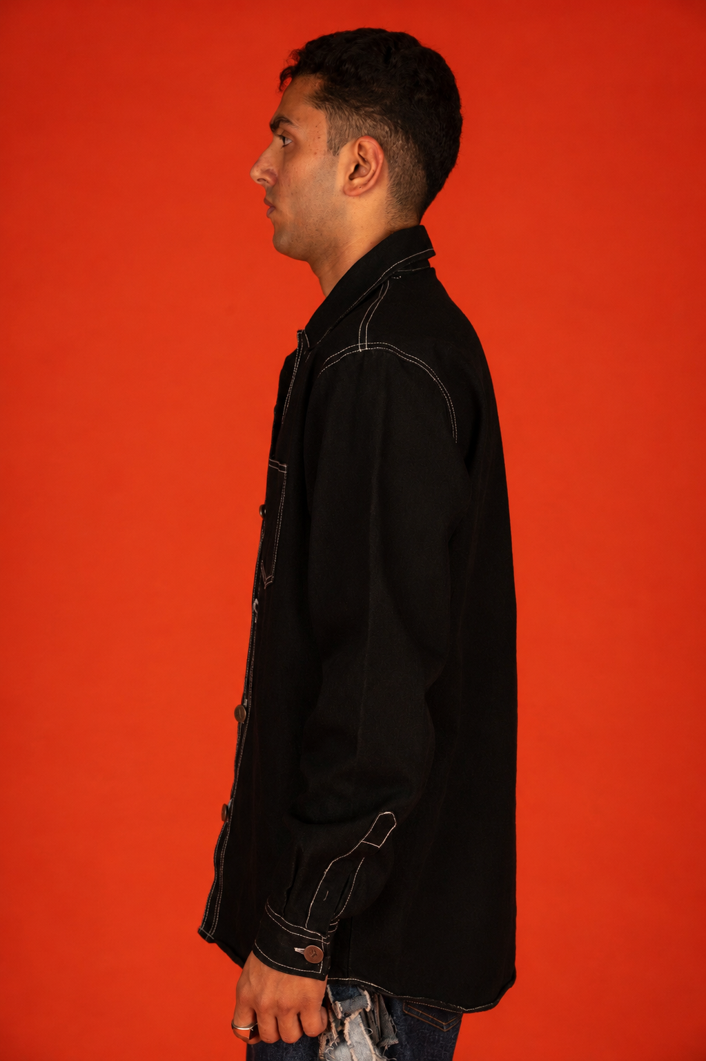 BASIC DENIM SHACKET IN BLACK