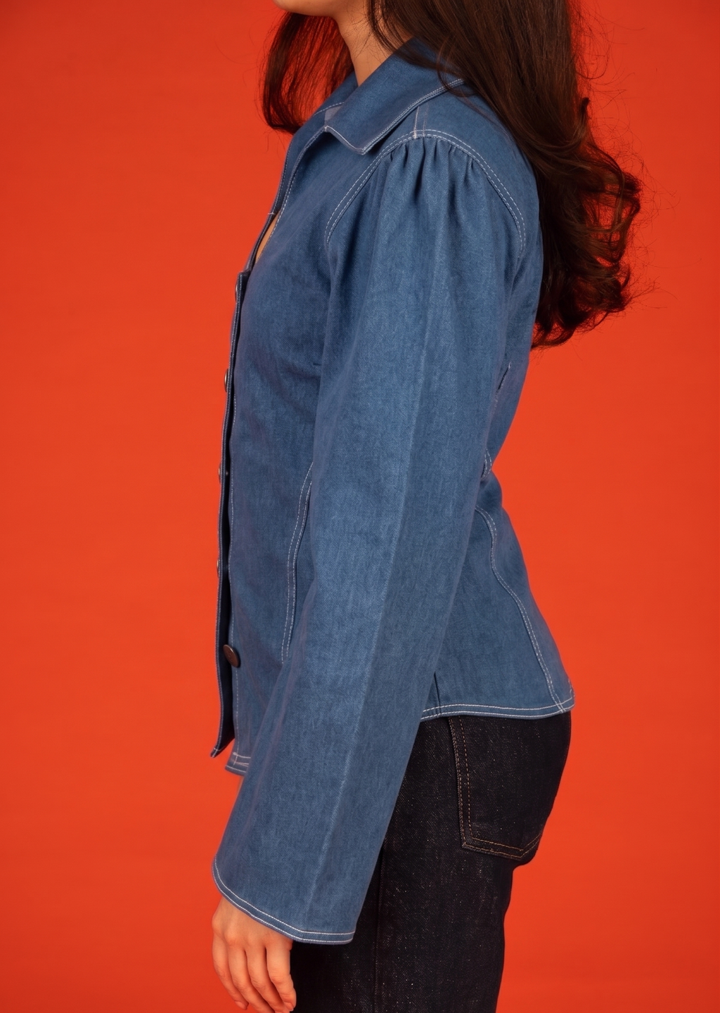 ROUND COLAR SHIRT IN BLUE