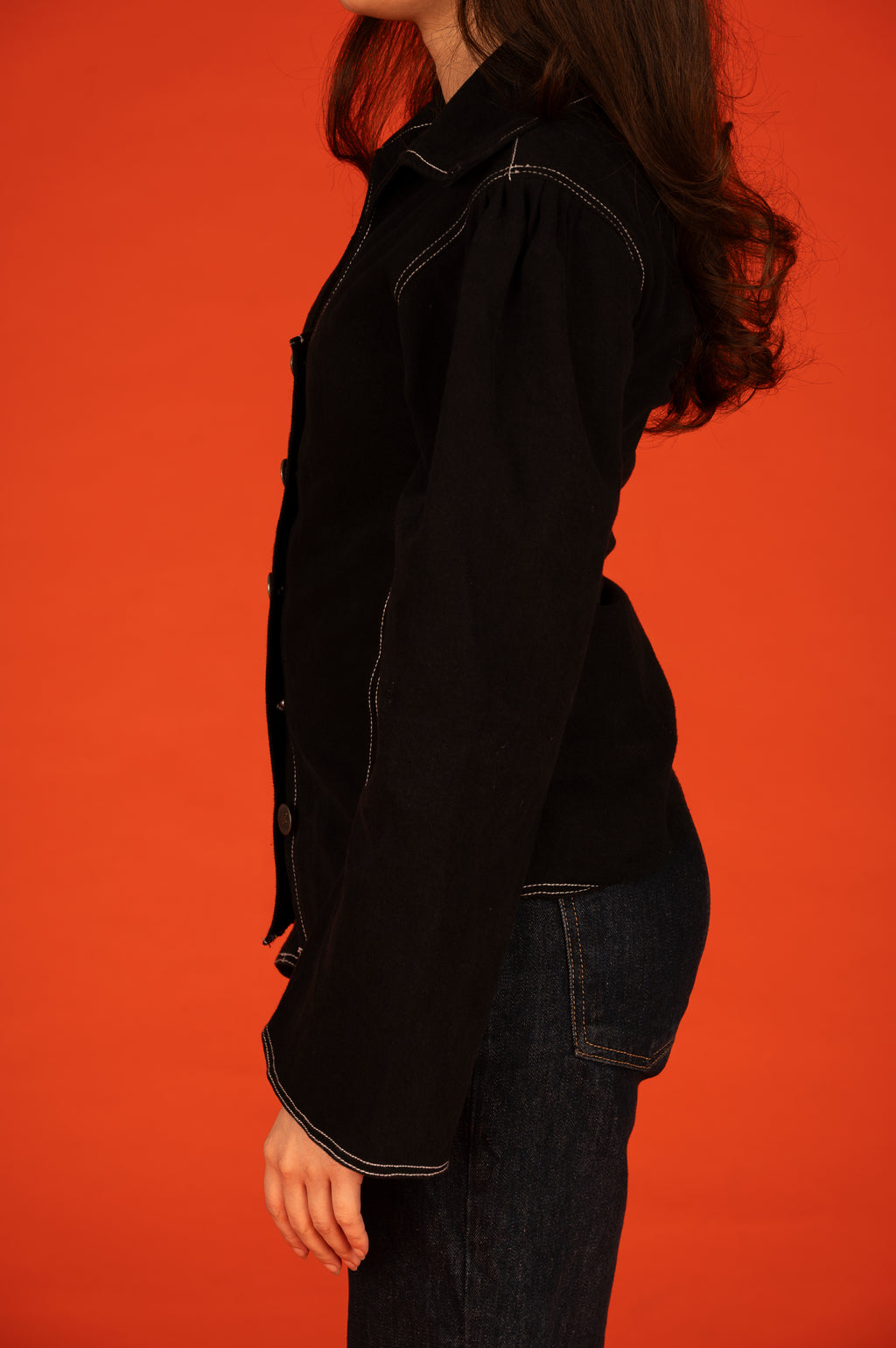 ROUND COLAR SHIRT IN BLACK