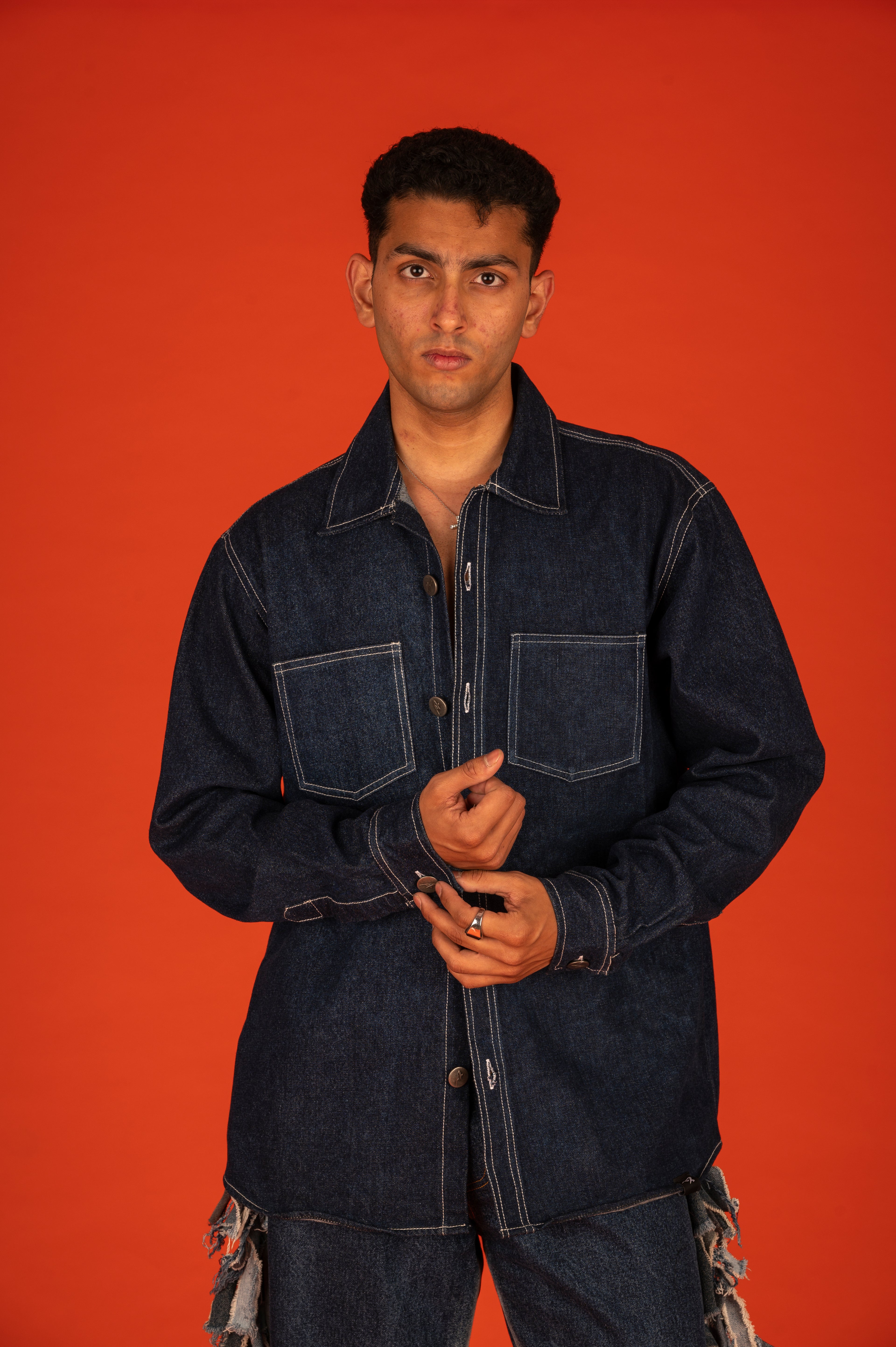 BASIC DENIM SHACKET IN BLUE