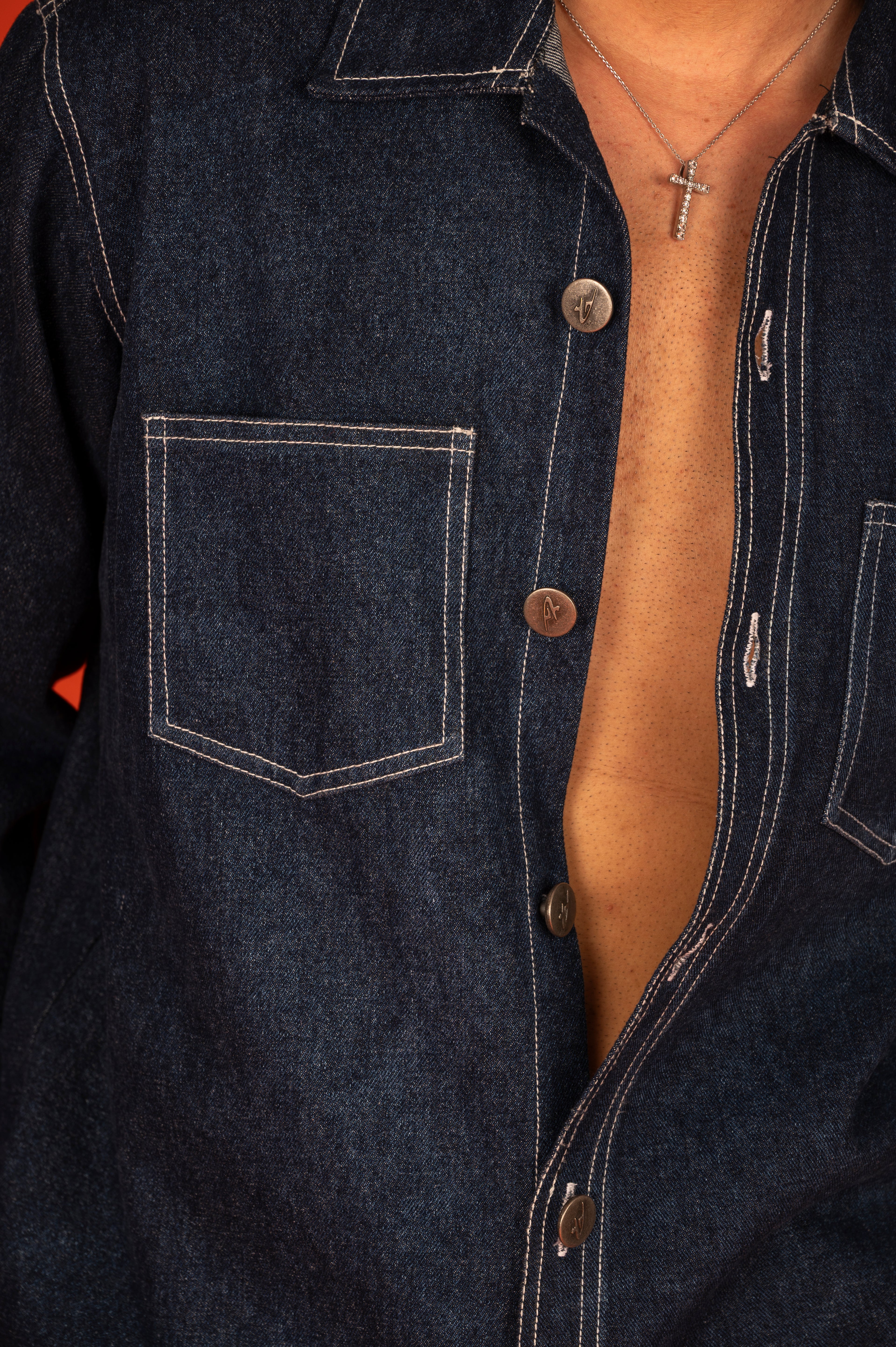BASIC DENIM SHACKET IN BLUE