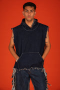 SHREDDED HOOD IN BLUE