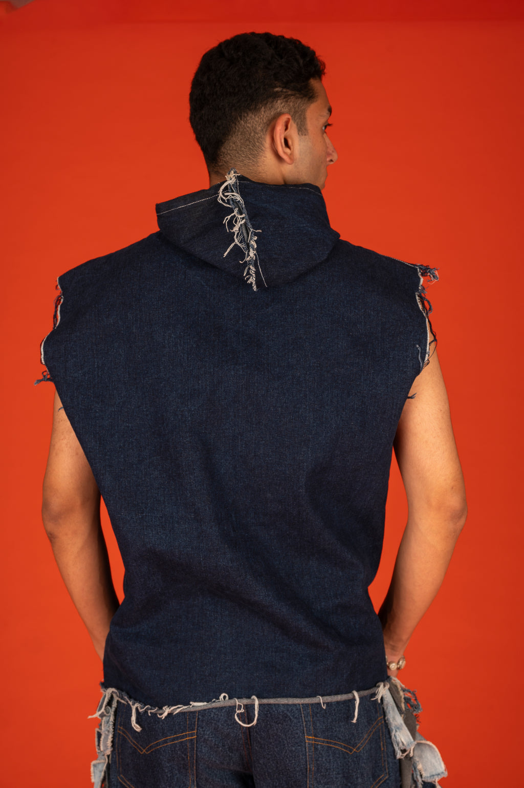 SHREDDED HOOD IN BLUE