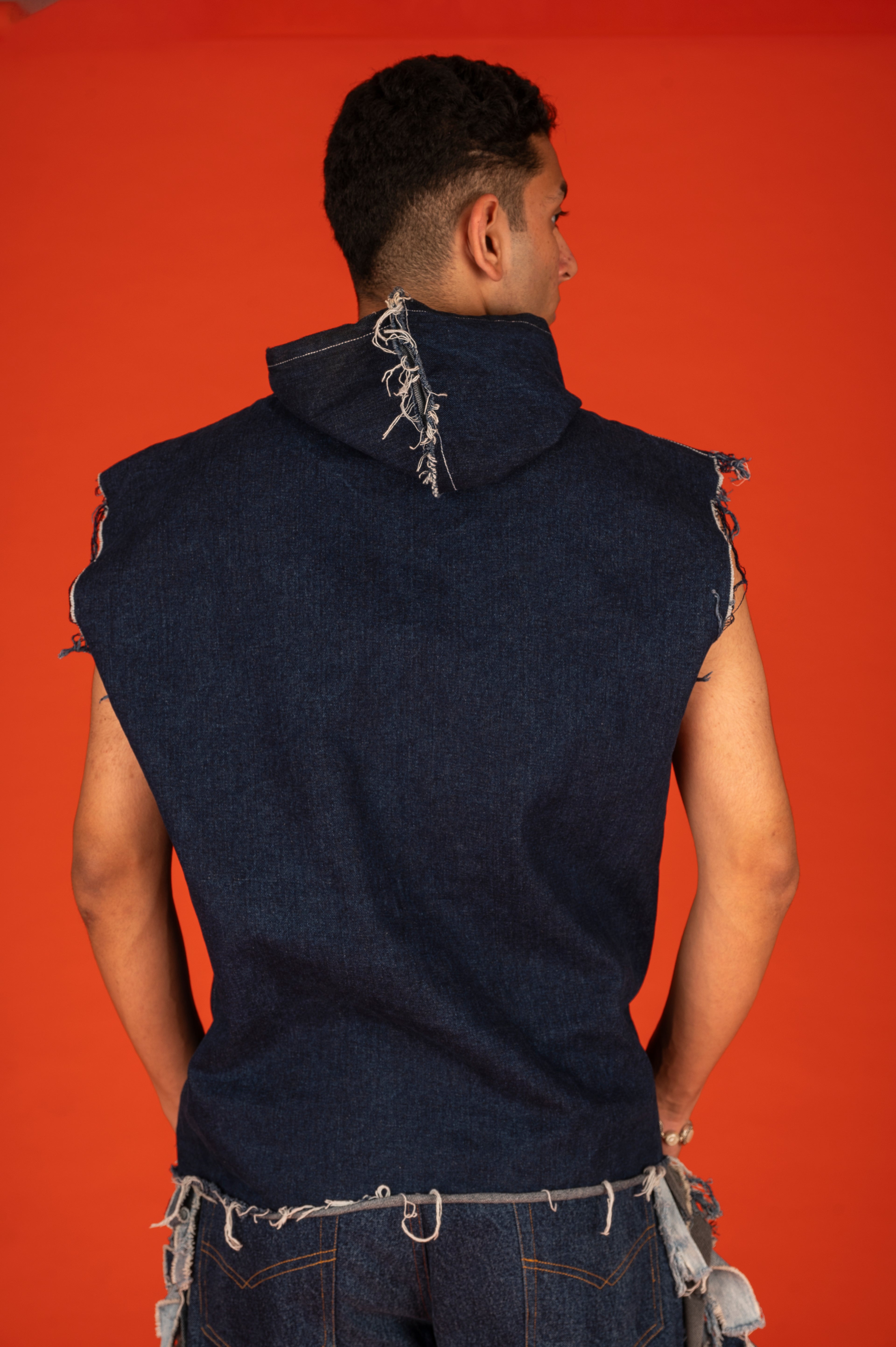 SHREDDED HOOD IN BLUE