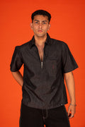 ZIP UP POLO IN BLACK